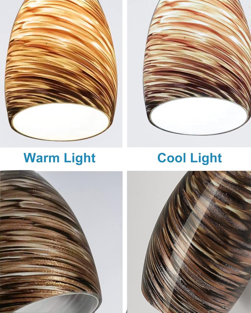 karyfine Handcrafted Blown Art Glass Globe Replacement for Pendant lighting fixture handmade Bell Glass Replacement Shade Height 7.48inch Width 4.7inch for Island mini pendant ceiling light (Gold and brown) - Image 4